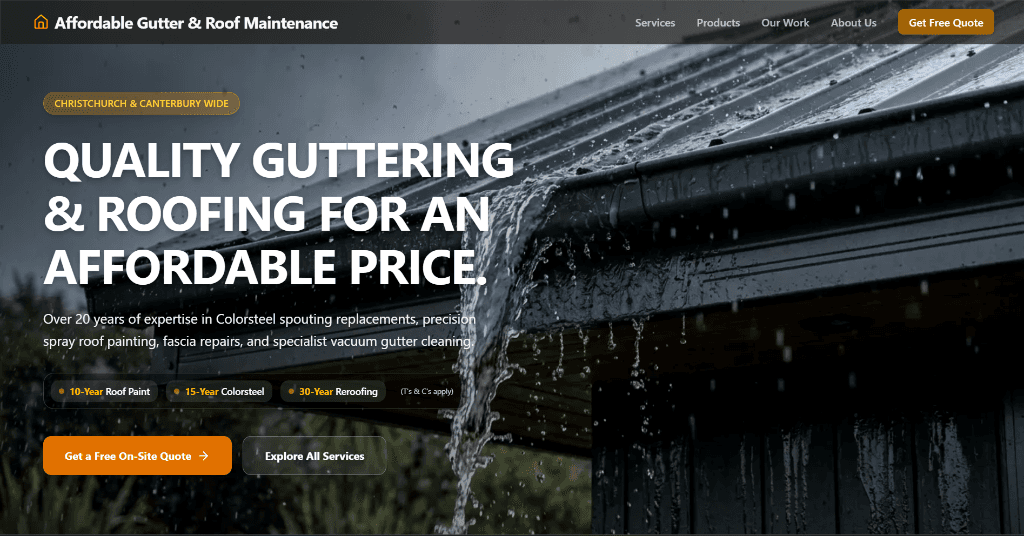 Custom high-converting trade landing page - Affordable Guttering
